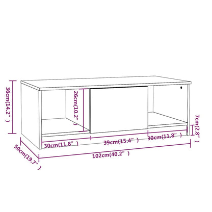Salontafel 102X50X36 Cm Bewerkt Hout Wit