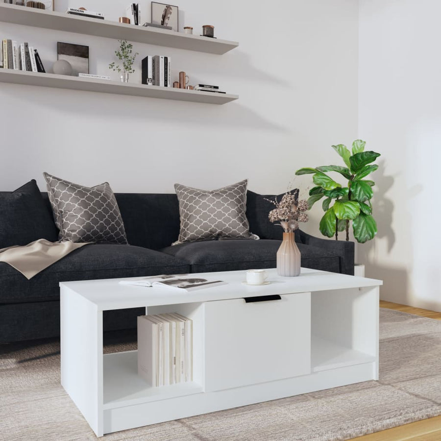 Salontafel 102X50X36 Cm Bewerkt Hout Wit