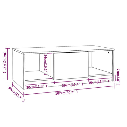 Salontafel 102X50X36 Cm Bewerkt Hout Betongrijs