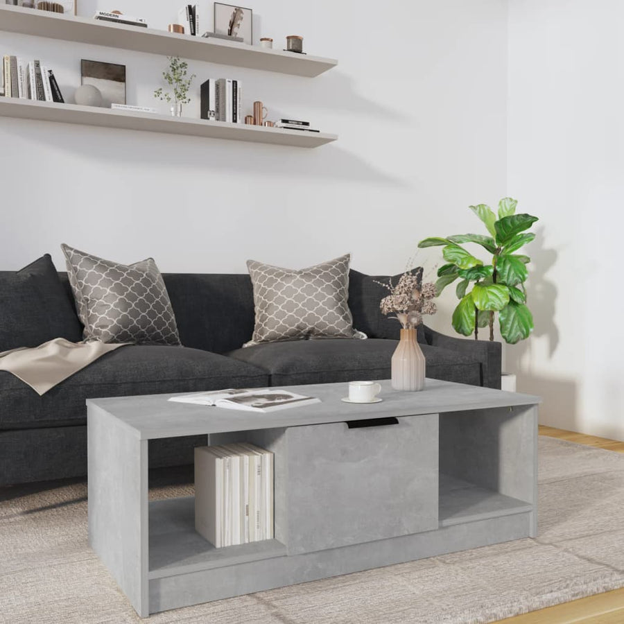 Salontafel 102X50X36 Cm Bewerkt Hout Betongrijs