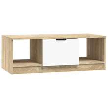 Salontafel 102X50X36 Cm Bewerkt Hout Wit En Sonoma Eikenkleurig
