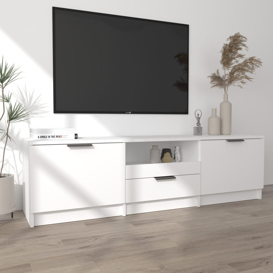 Tv-meubel 140x35x40 cm bewerkt hout wit Wit