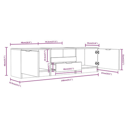Tv-meubel 140x35x40 cm bewerkt hout wit Wit