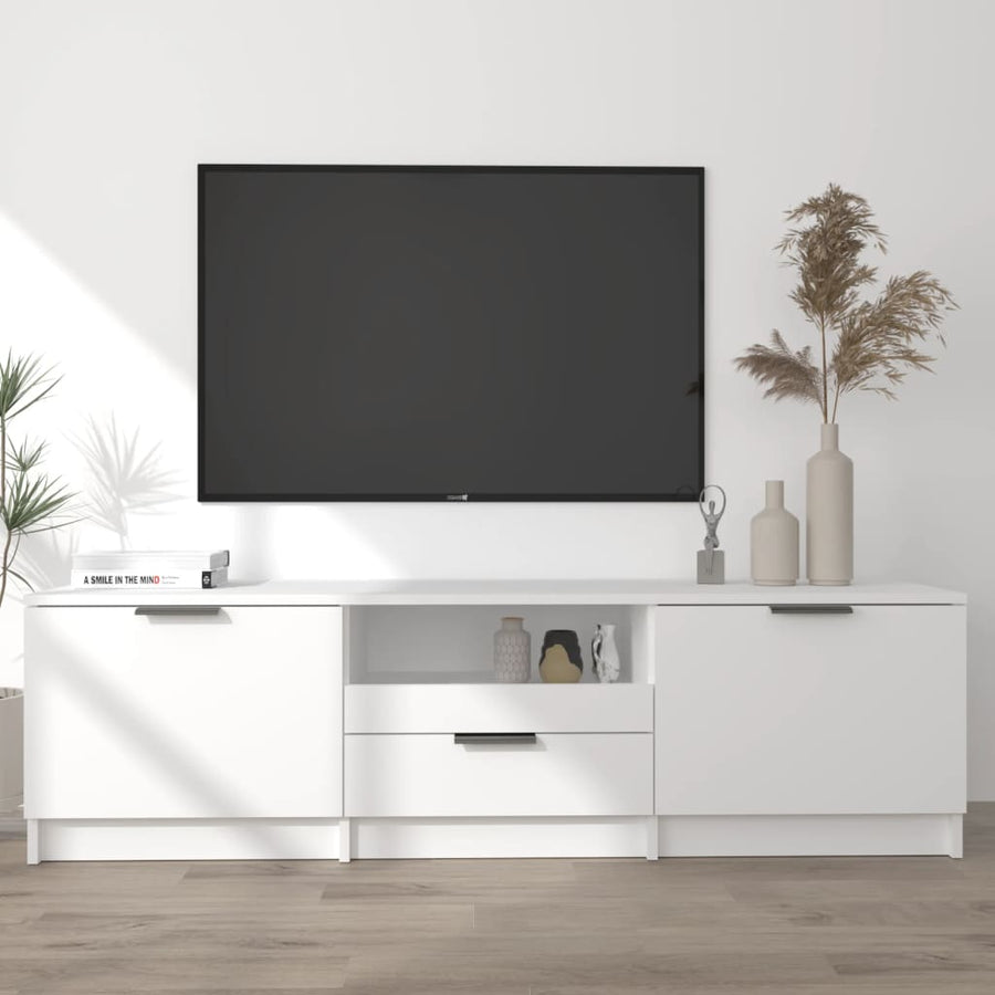 Tv-meubel 140x35x40 cm bewerkt hout wit Wit