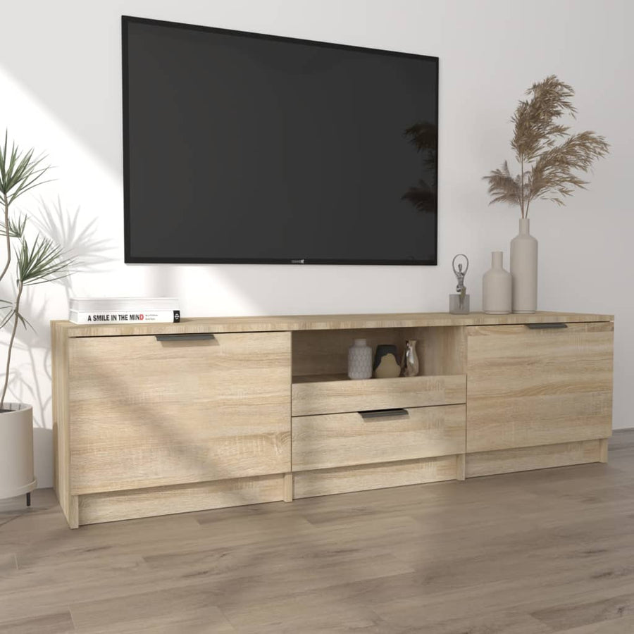 Tv-meubel 140x35x40 cm bewerkt hout sonoma eikenkleurig Sonoma eiken