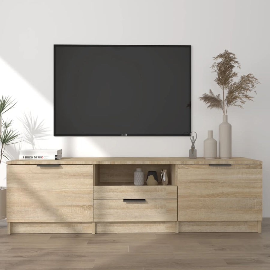 Tv-meubel 140x35x40 cm bewerkt hout sonoma eikenkleurig Sonoma eiken