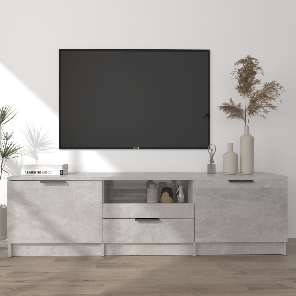 Tv-meubel 140x35x40 cm bewerkt hout betongrijs Betongrijs