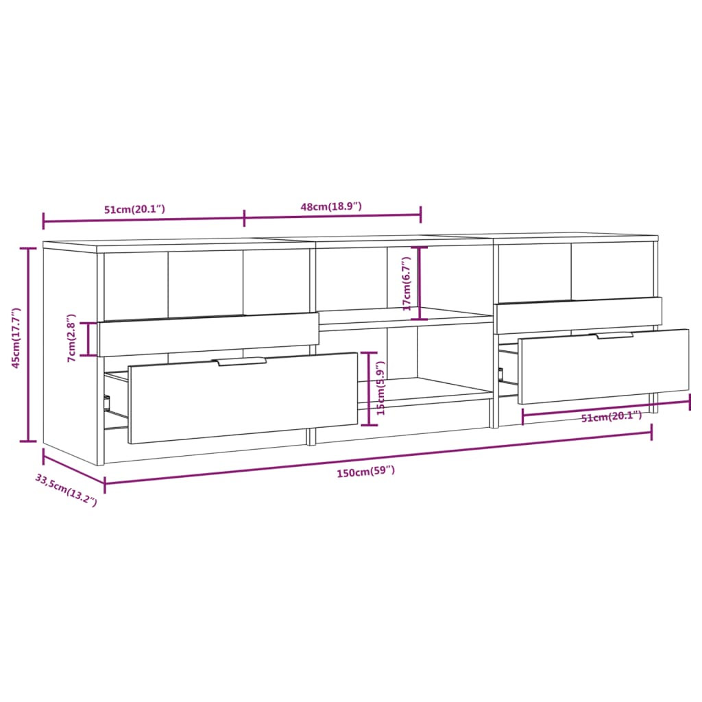 Tv-Meubel 50X33,5X45 Cm Bewerkt Hout Wit