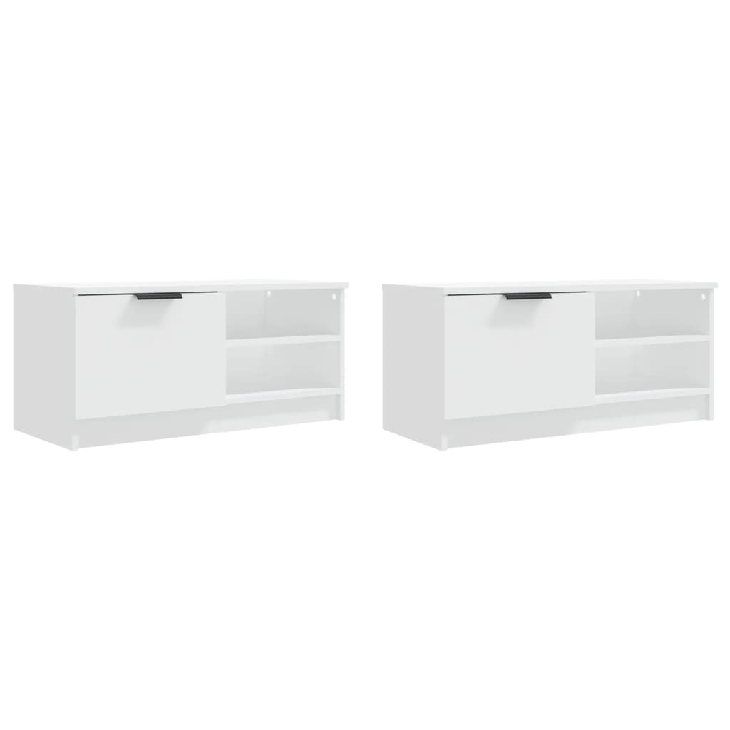 Tv-meubelen 2 st 80x35x36,5 cm bewerkt hout wit 2 Wit