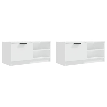 Tv-meubelen 2 st 80x35x36,5 cm bewerkt hout wit 2 Wit