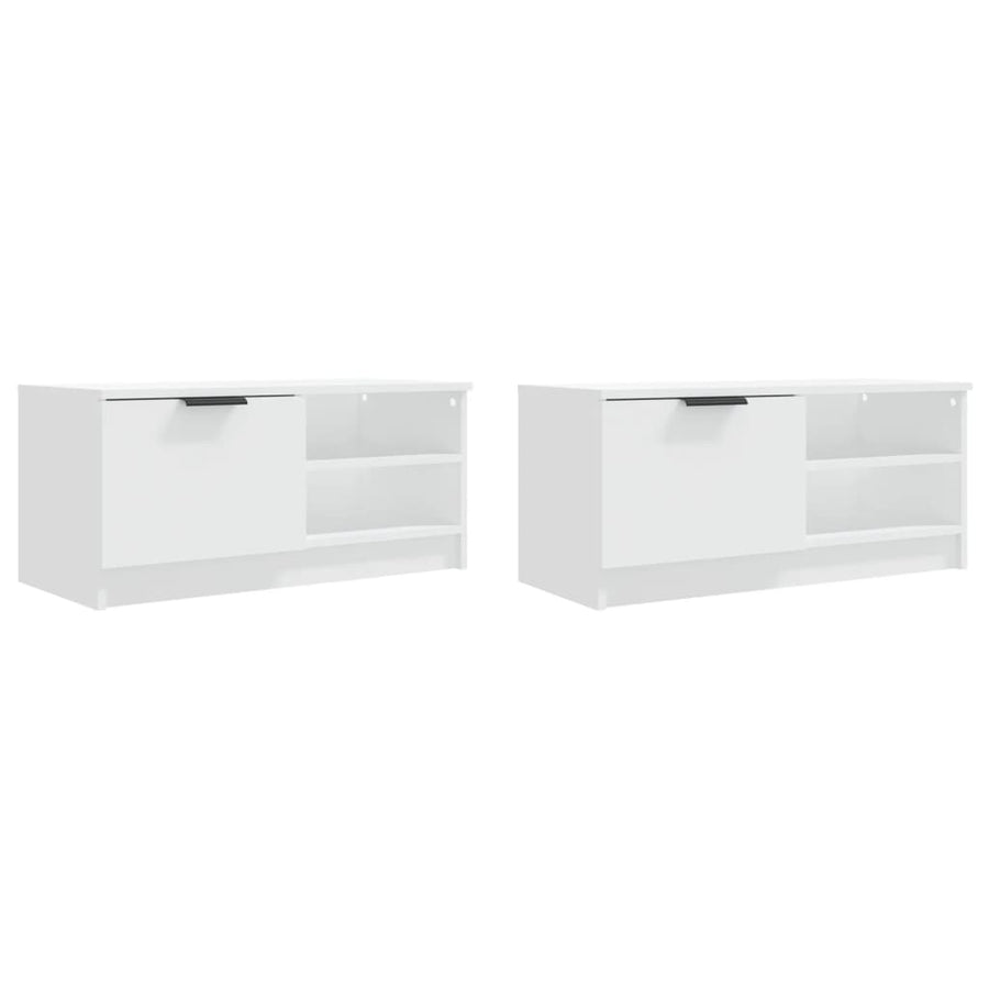 Tv-meubelen 2 st 80x35x36,5 cm bewerkt hout wit 2 Wit