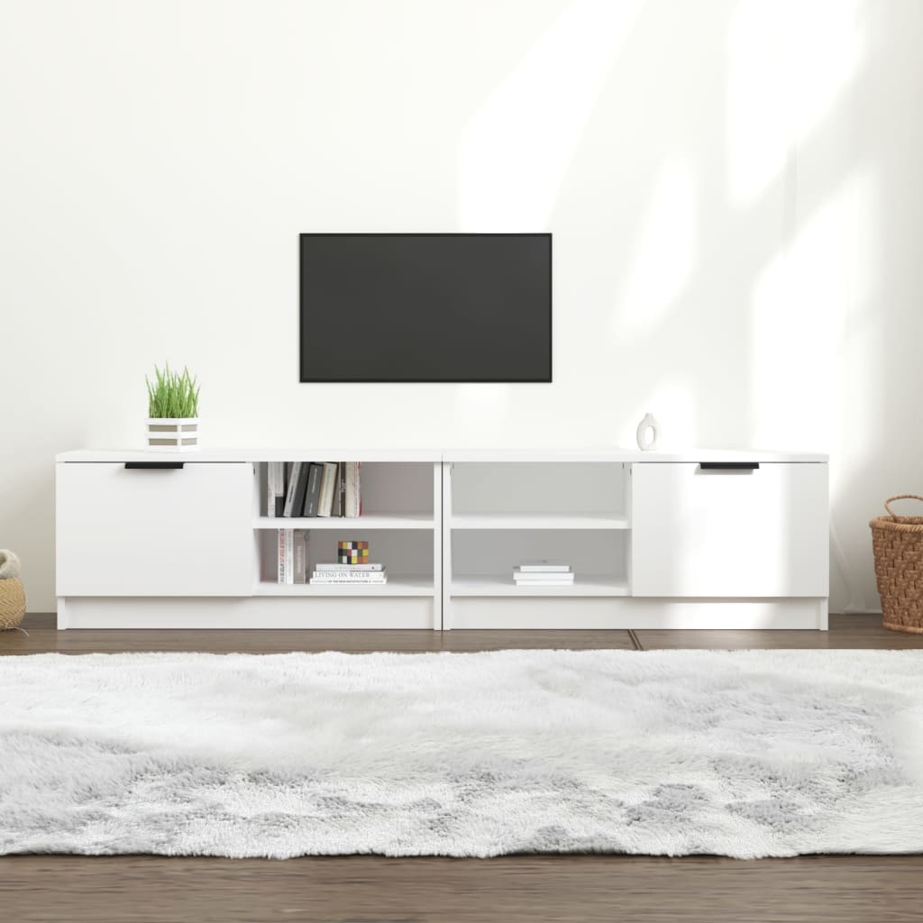 Tv-meubelen 2 st 80x35x36,5 cm bewerkt hout wit 2 Wit