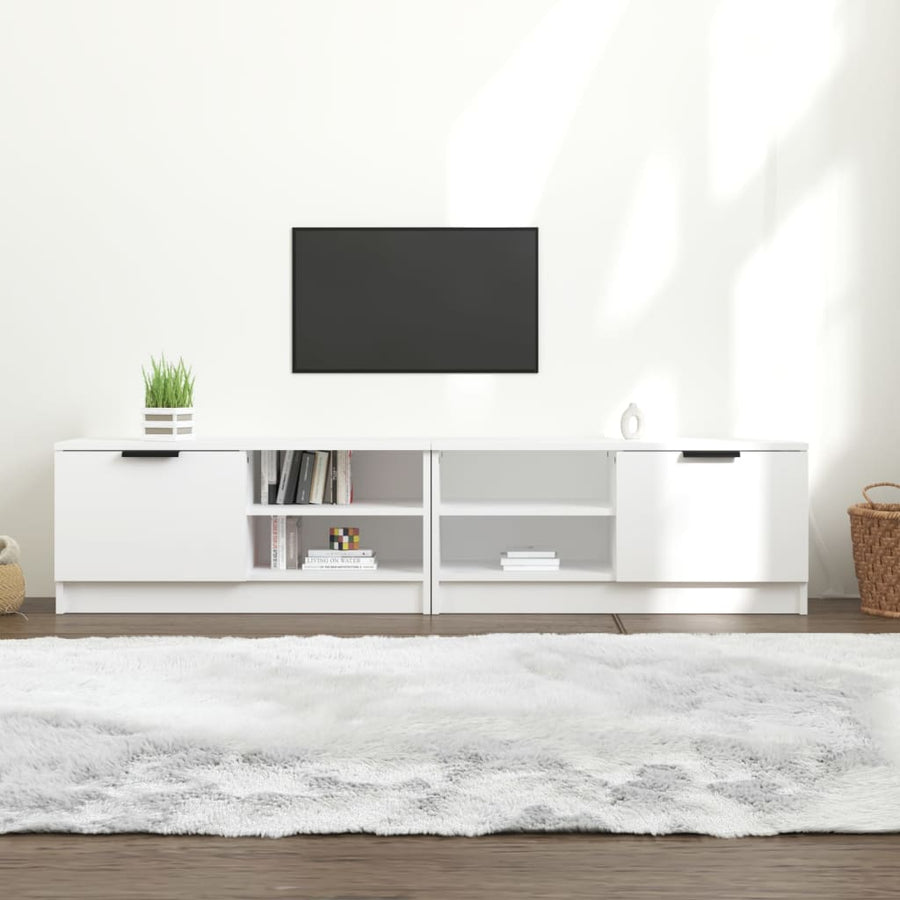 Tv-meubelen 2 st 80x35x36,5 cm bewerkt hout wit 2 Wit