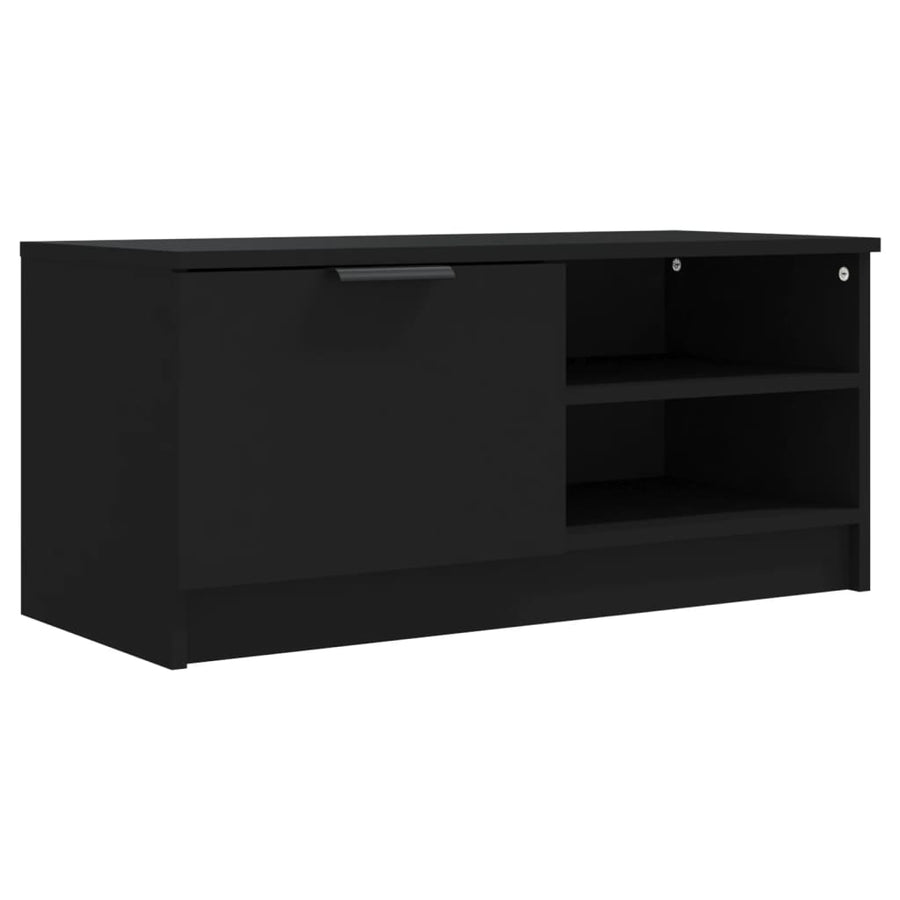 Tv-meubel 80x35x36,5 cm bewerkt hout zwart 1 Zwart