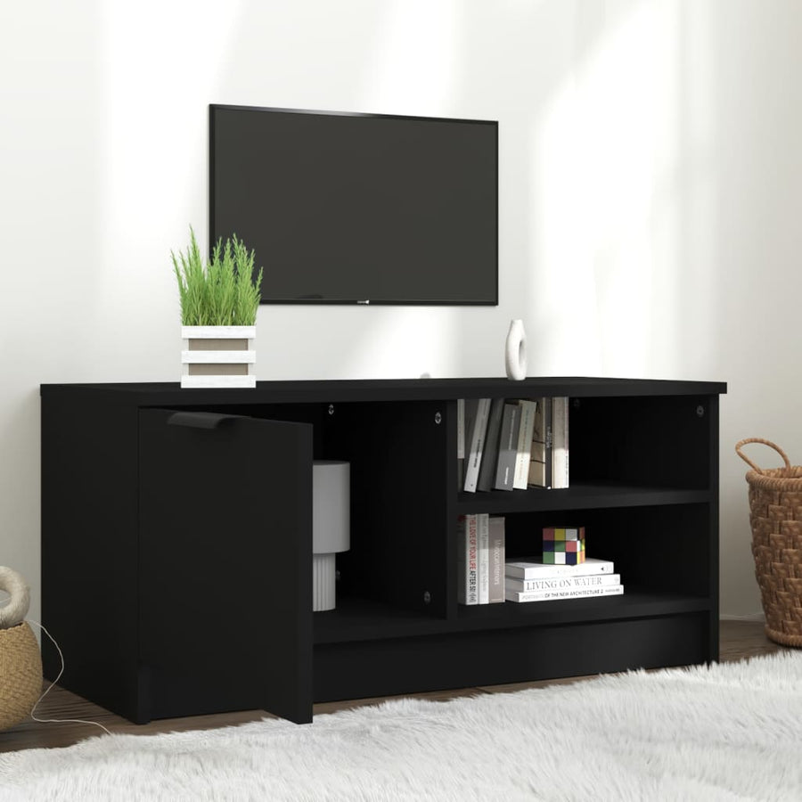 Tv-meubel 80x35x36,5 cm bewerkt hout zwart 1 Zwart