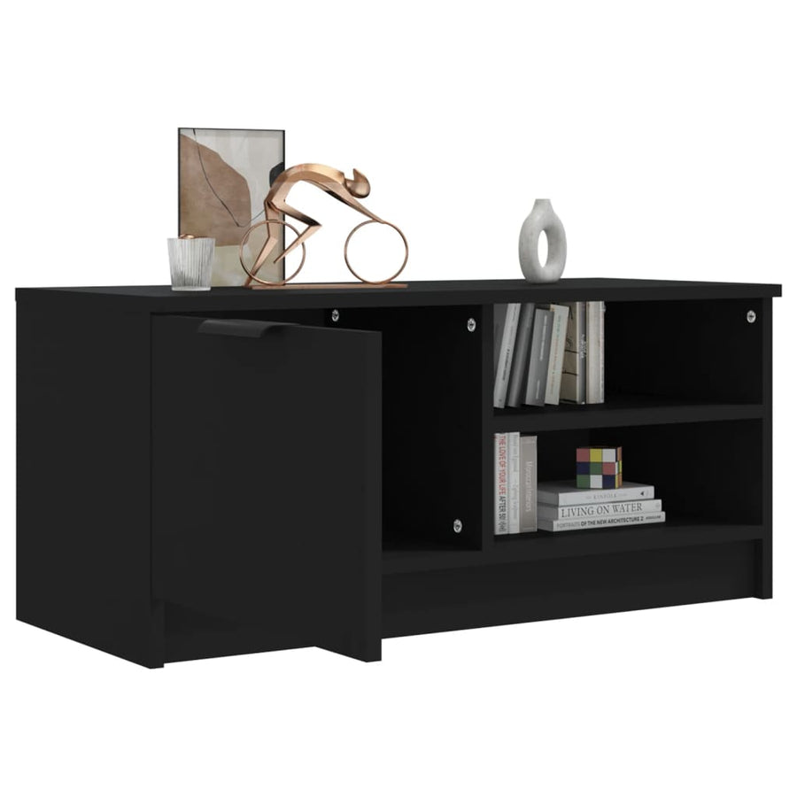 Tv-meubel 80x35x36,5 cm bewerkt hout zwart 1 Zwart