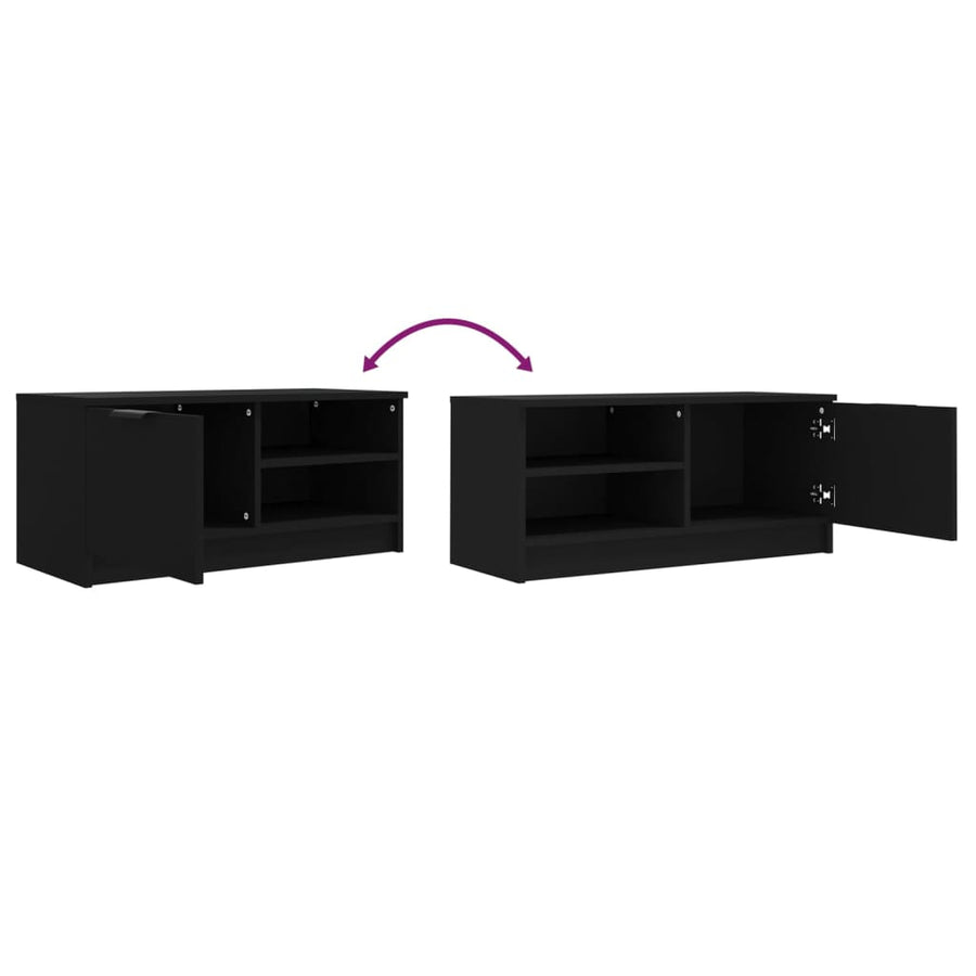 Tv-meubel 80x35x36,5 cm bewerkt hout zwart 1 Zwart