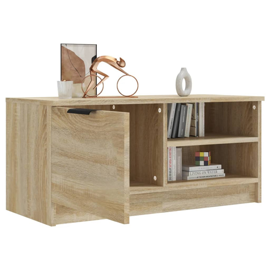 Tv-Meubel 80X35X36,5 Cm Bewerkt Hout Kleurig 1 Sonoma eiken