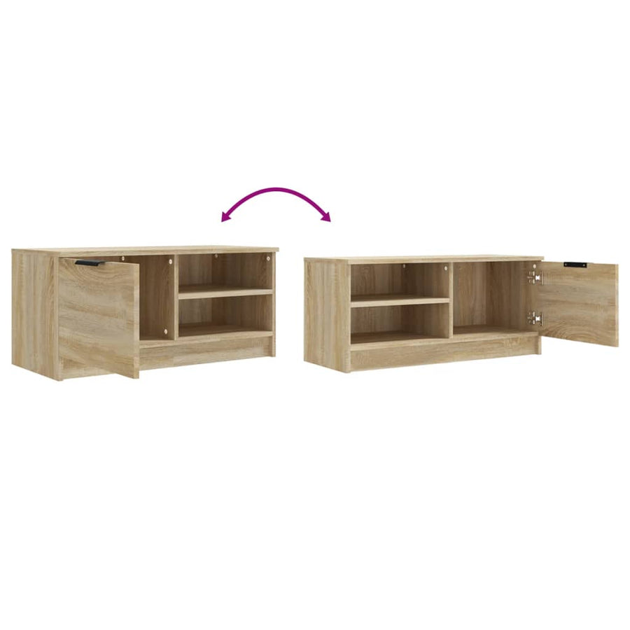 Tv-Meubel 80X35X36,5 Cm Bewerkt Hout Kleurig 1 Sonoma eiken