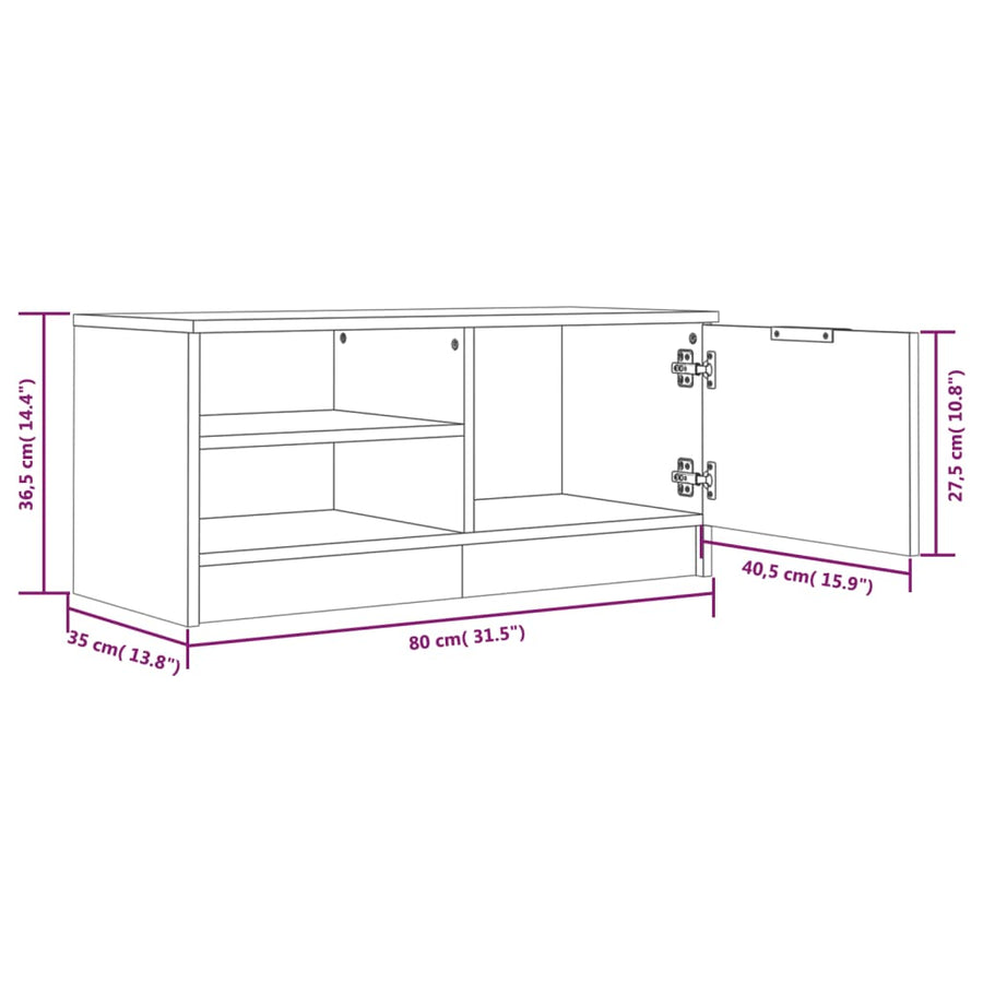 Tv-Meubel 80X35X36,5 Cm Bewerkt Hout Kleurig 1 Sonoma eiken