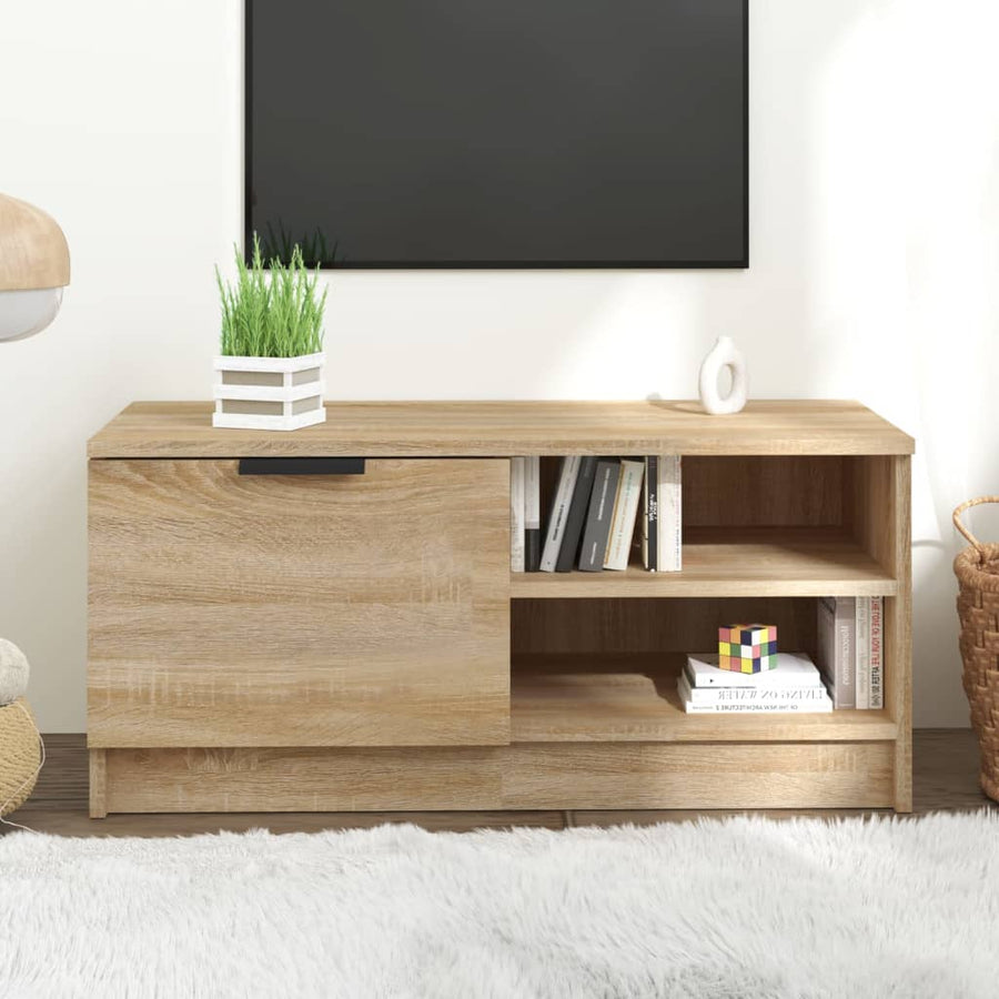 Tv-Meubel 80X35X36,5 Cm Bewerkt Hout Kleurig 1 Sonoma eiken