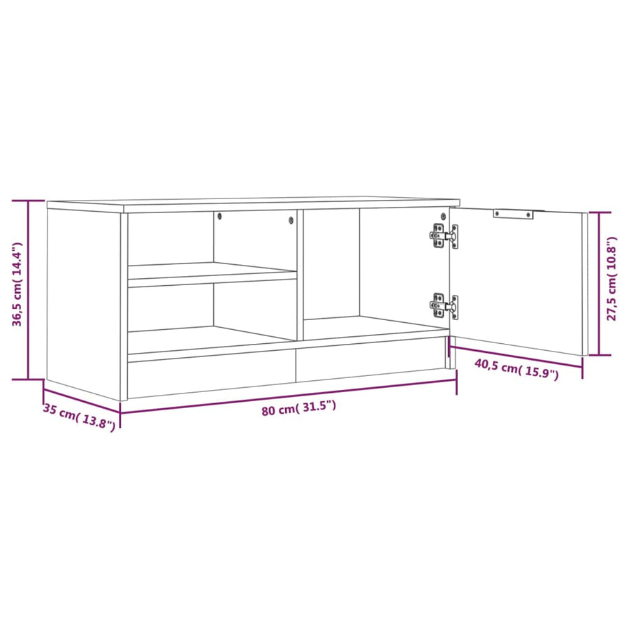 Tv-Meubel 80X35X36,5 Cm Bewerkt Hout 1 Betongrijs
