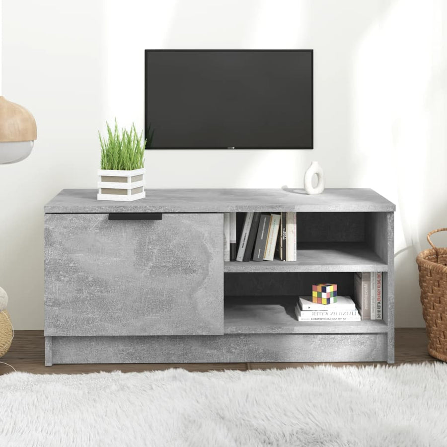 Tv-Meubel 80X35X36,5 Cm Bewerkt Hout 1 Betongrijs