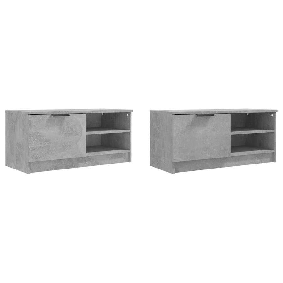 Tv-meubelen 2 st 80x35x36,5 cm bewerkt hout betongrijs 2 Betongrijs