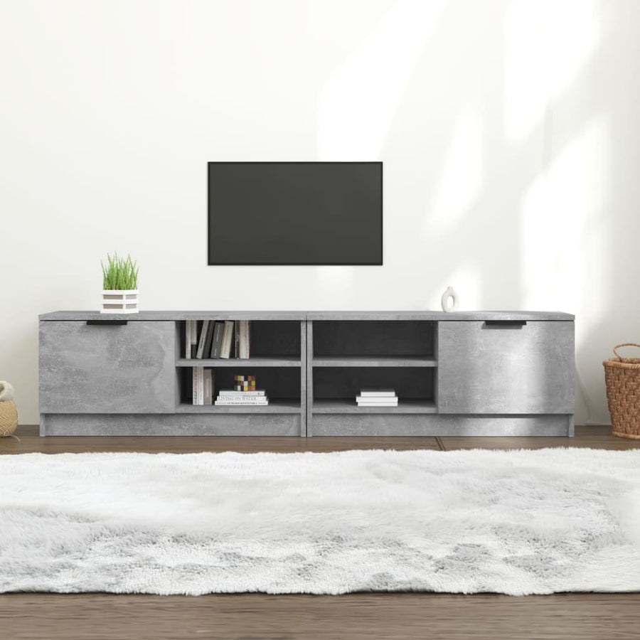 Tv-meubelen 2 st 80x35x36,5 cm bewerkt hout betongrijs 2 Betongrijs