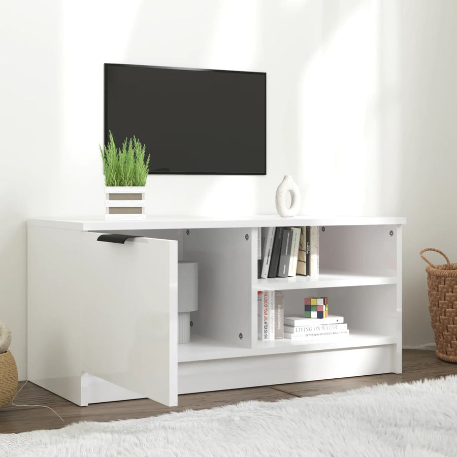 Tv-meubel 80x35x36,5 cm bewerkt hout hoogglans wit 1 Hoogglans wit