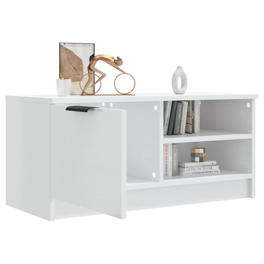 Tv-meubel 80x35x36,5 cm bewerkt hout hoogglans wit 1 Hoogglans wit