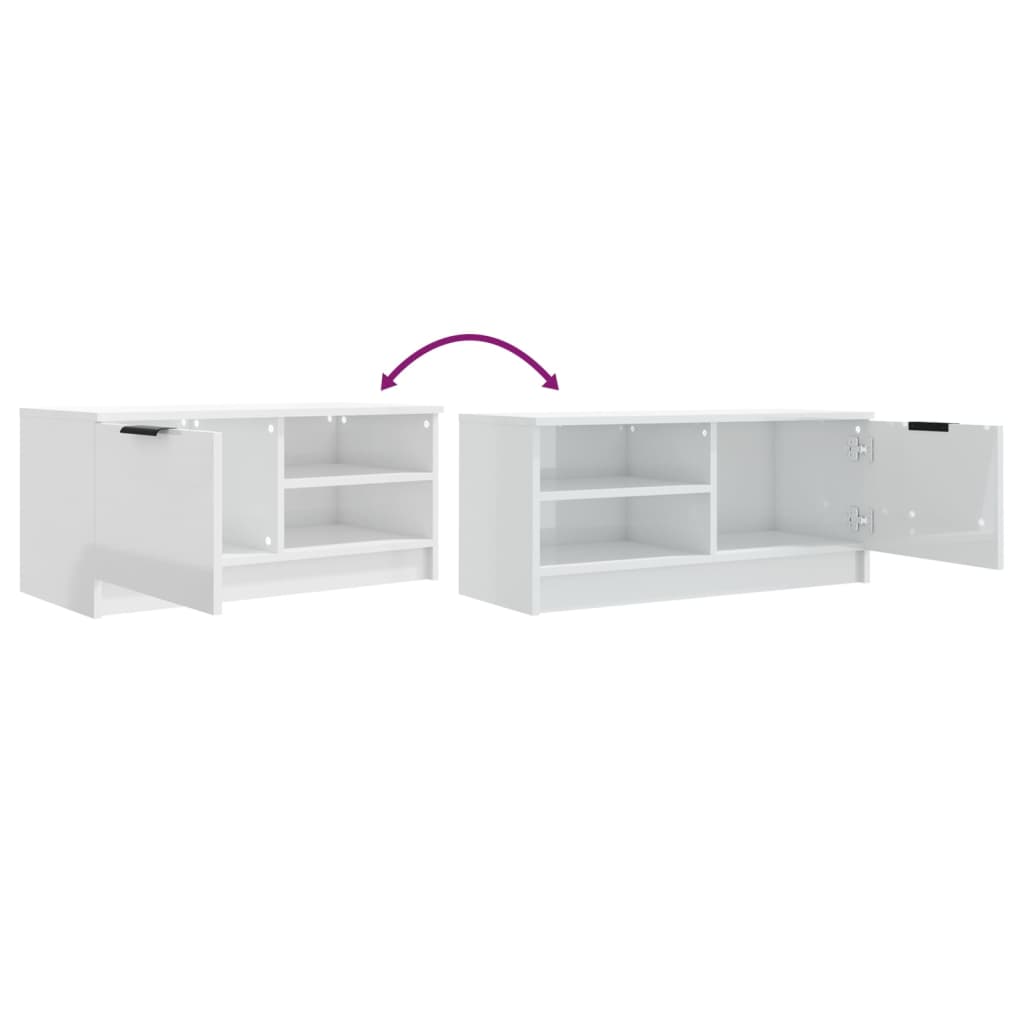 Tv-meubel 80x35x36,5 cm bewerkt hout hoogglans wit 1 Hoogglans wit