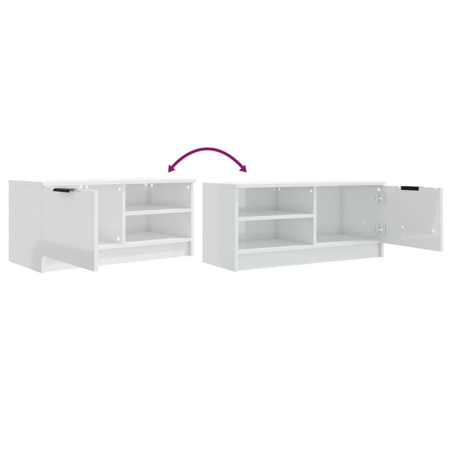 Tv-meubel 80x35x36,5 cm bewerkt hout hoogglans wit 1 Hoogglans wit