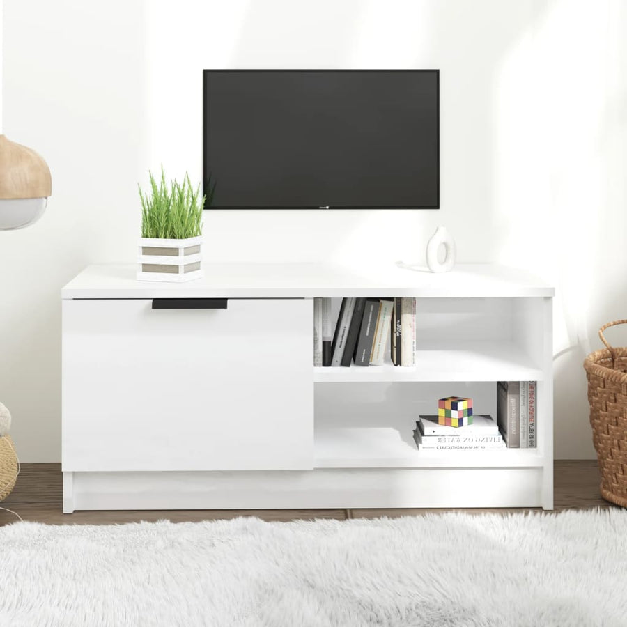 Tv-meubel 80x35x36,5 cm bewerkt hout hoogglans wit 1 Hoogglans wit