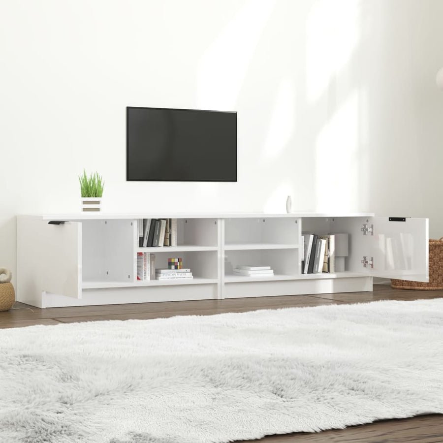 Tv-meubelen 2 st 80x35x36,5 cm bewerkt hout hoogglans wit 2 Hoogglans wit