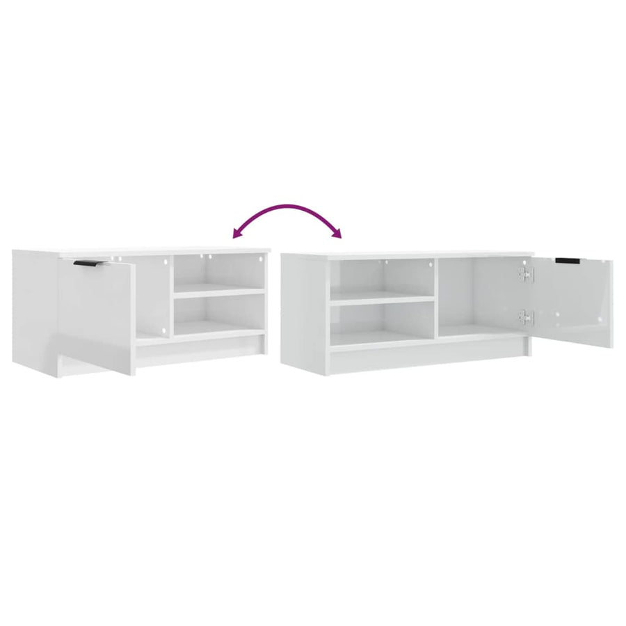 Tv-meubelen 2 st 80x35x36,5 cm bewerkt hout hoogglans wit 2 Hoogglans wit