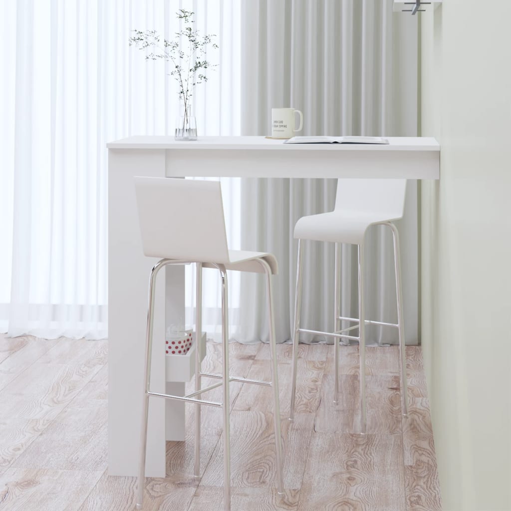Bartafel Wandgemonteerd 102X45X103,5 Cm Bewerkt Hout Wit