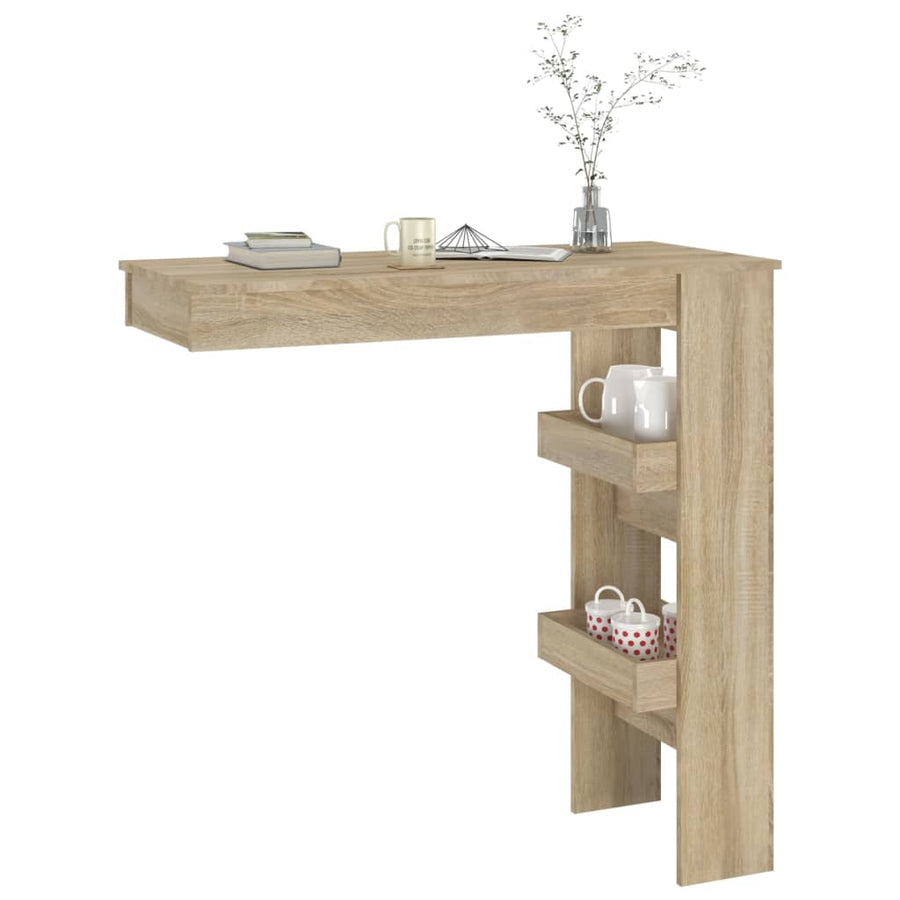 Bartafel Wandgemonteerd 02X45X03,5 Cm Bewerkt Hout Eikenkleur Sonoma eiken