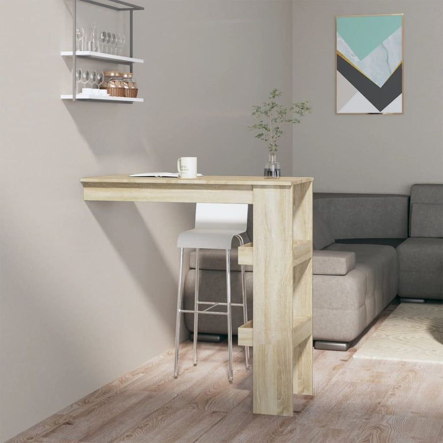Bartafel Wandgemonteerd 02X45X03,5 Cm Bewerkt Hout Eikenkleur Sonoma eiken