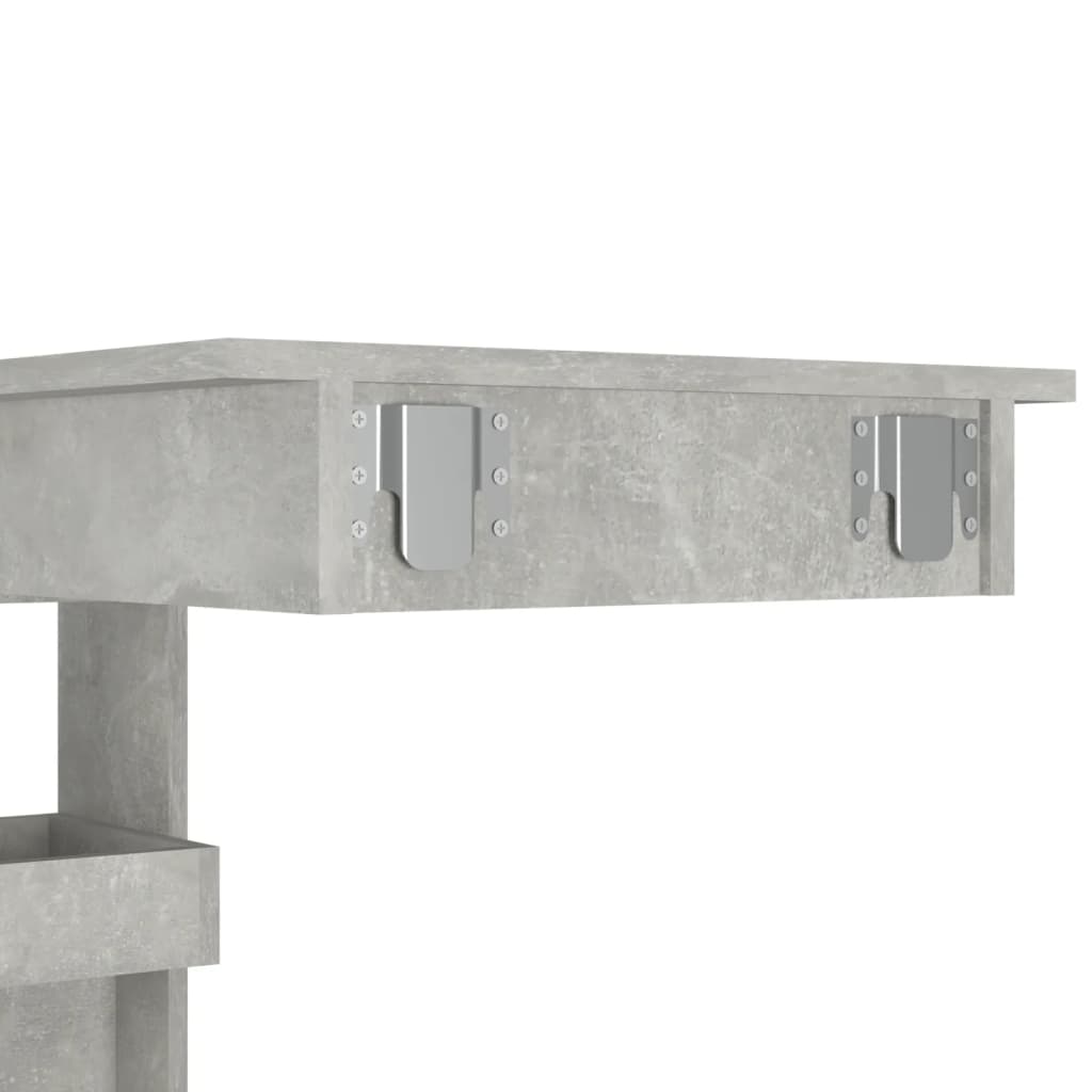 Bartafel Wandgemonteerd 02X45X03,5 Cm Bewerkt Hout Grijs Betongrijs