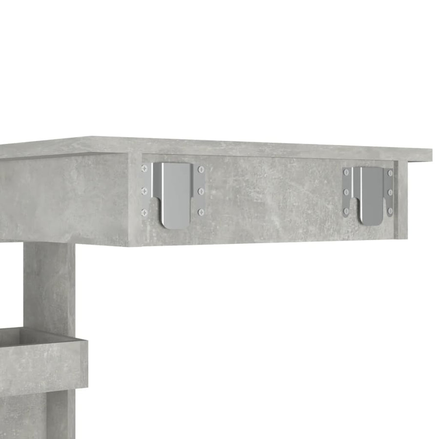 Bartafel Wandgemonteerd 02X45X03,5 Cm Bewerkt Hout Grijs Betongrijs