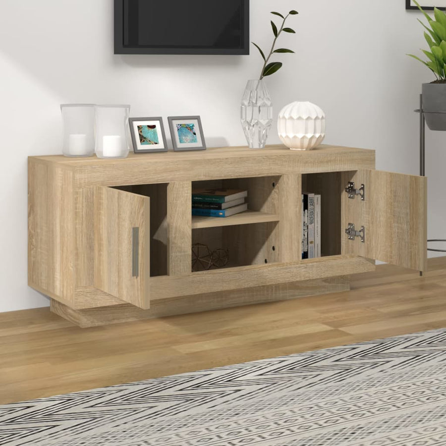 Tv-Meubel 02X35X45 Cm Bewerkt Hout Kleurig Sonoma eiken
