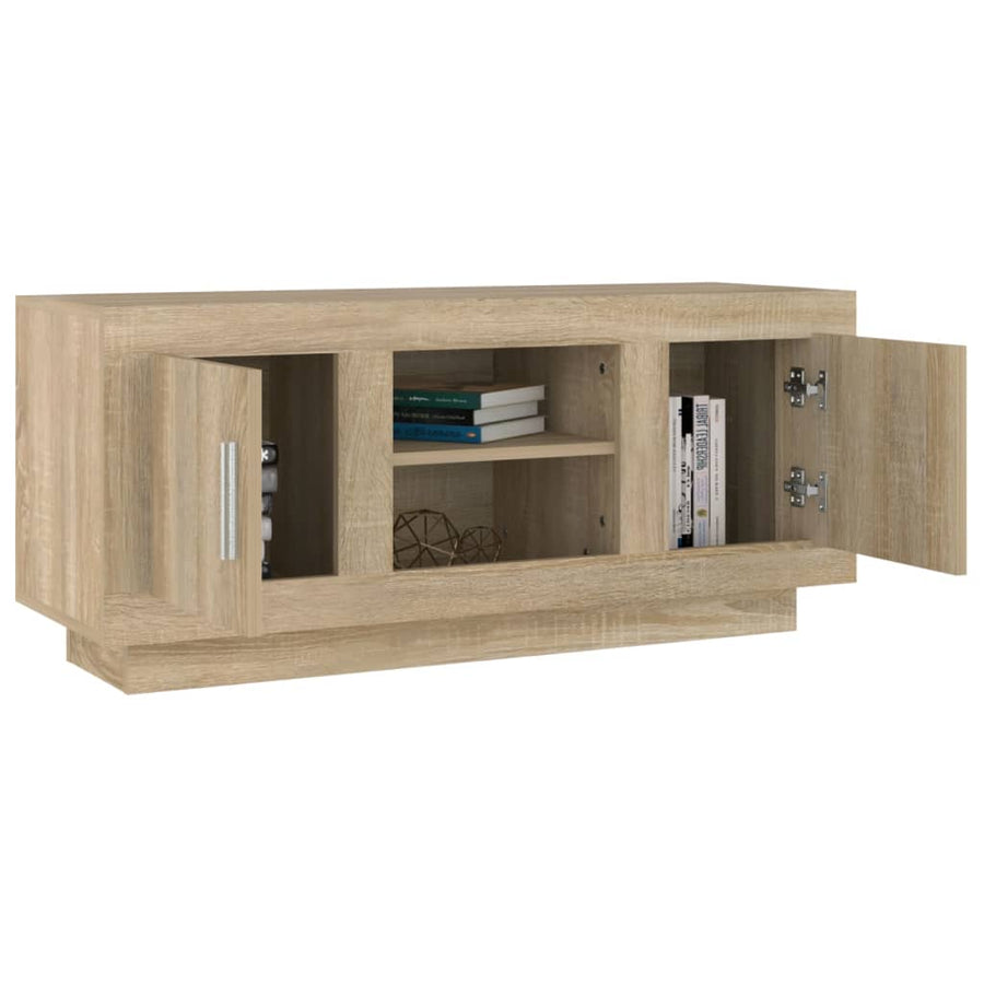 Tv-Meubel 02X35X45 Cm Bewerkt Hout Kleurig Sonoma eiken