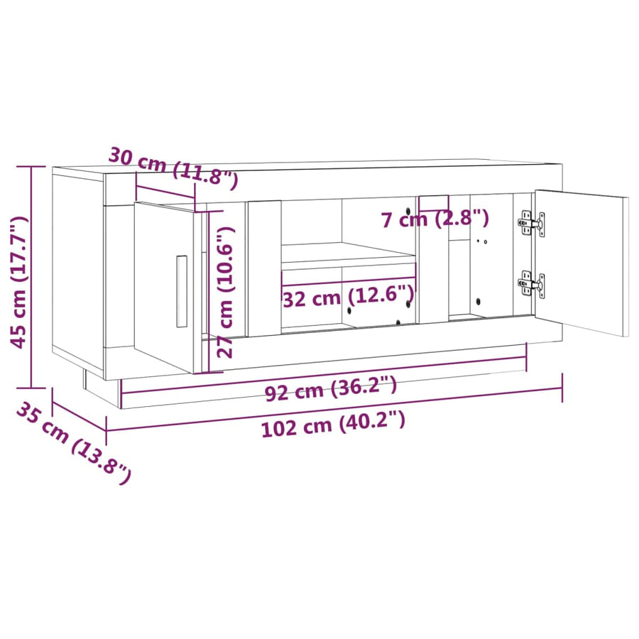 Tv-Meubel 02X35X45 Cm Bewerkt Hout Kleurig Sonoma eiken