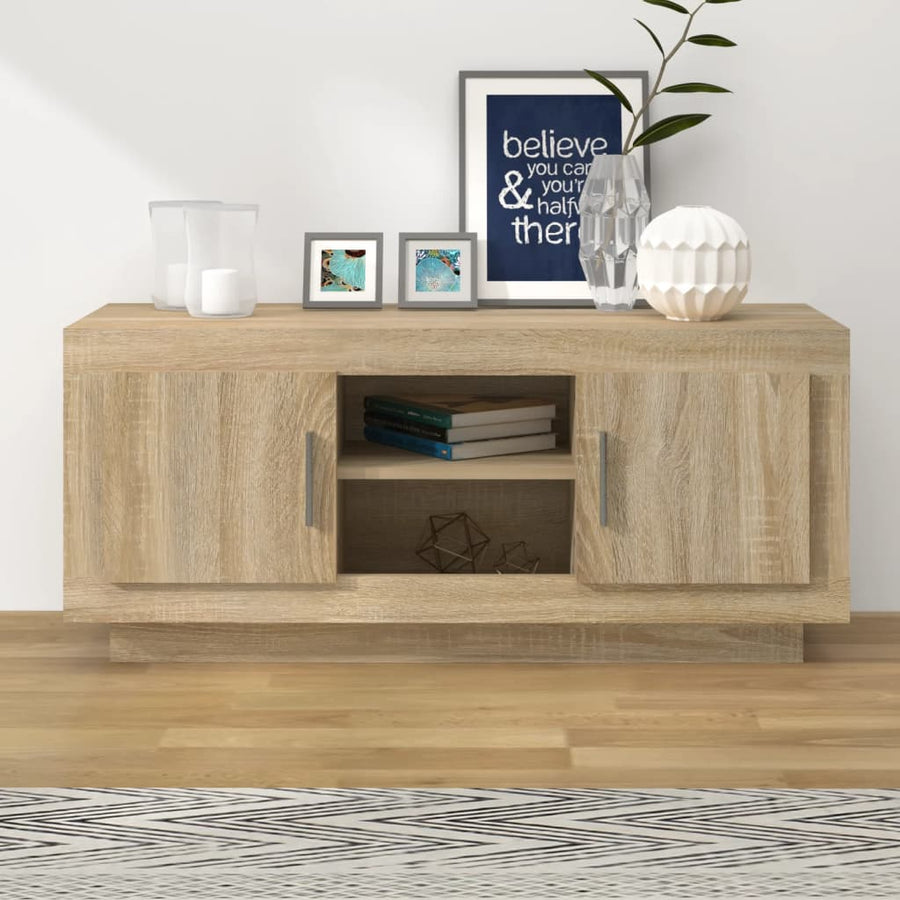 Tv-Meubel 02X35X45 Cm Bewerkt Hout Kleurig Sonoma eiken