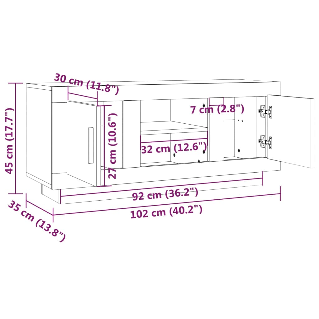 Tv-Meubel 02X35X45 Cm Bewerkt Hout Betongrijs