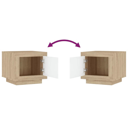 Salontafel 5X50X45 Cm Bewerkt Hout Kleurig Wit en sonoma eiken