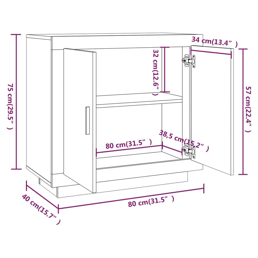 Dressoir 80X40X75 Cm Bewerkt Hout Betongrijs