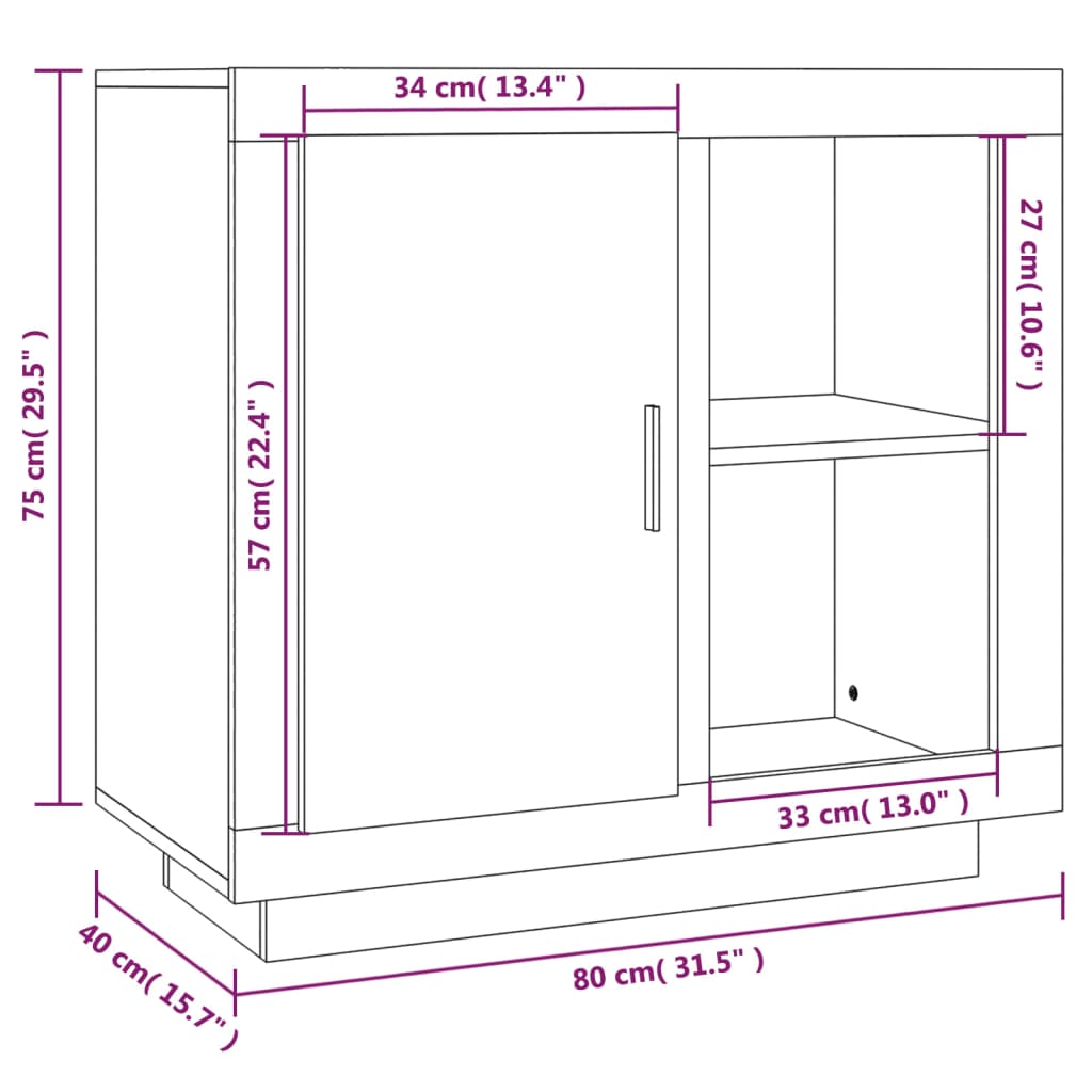 Dressoir 80X40X75 Cm Betongrijs