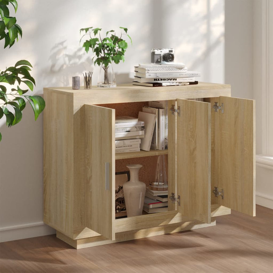 Dressoir 92X35X75 Cm Bewerkt Hout Sonoma Eikenkleurig